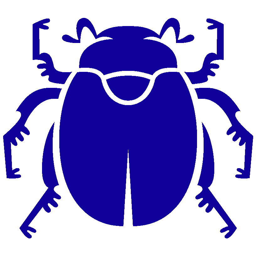 A gif of the Obscurio & Co. beetle gif changing between two blue tones.