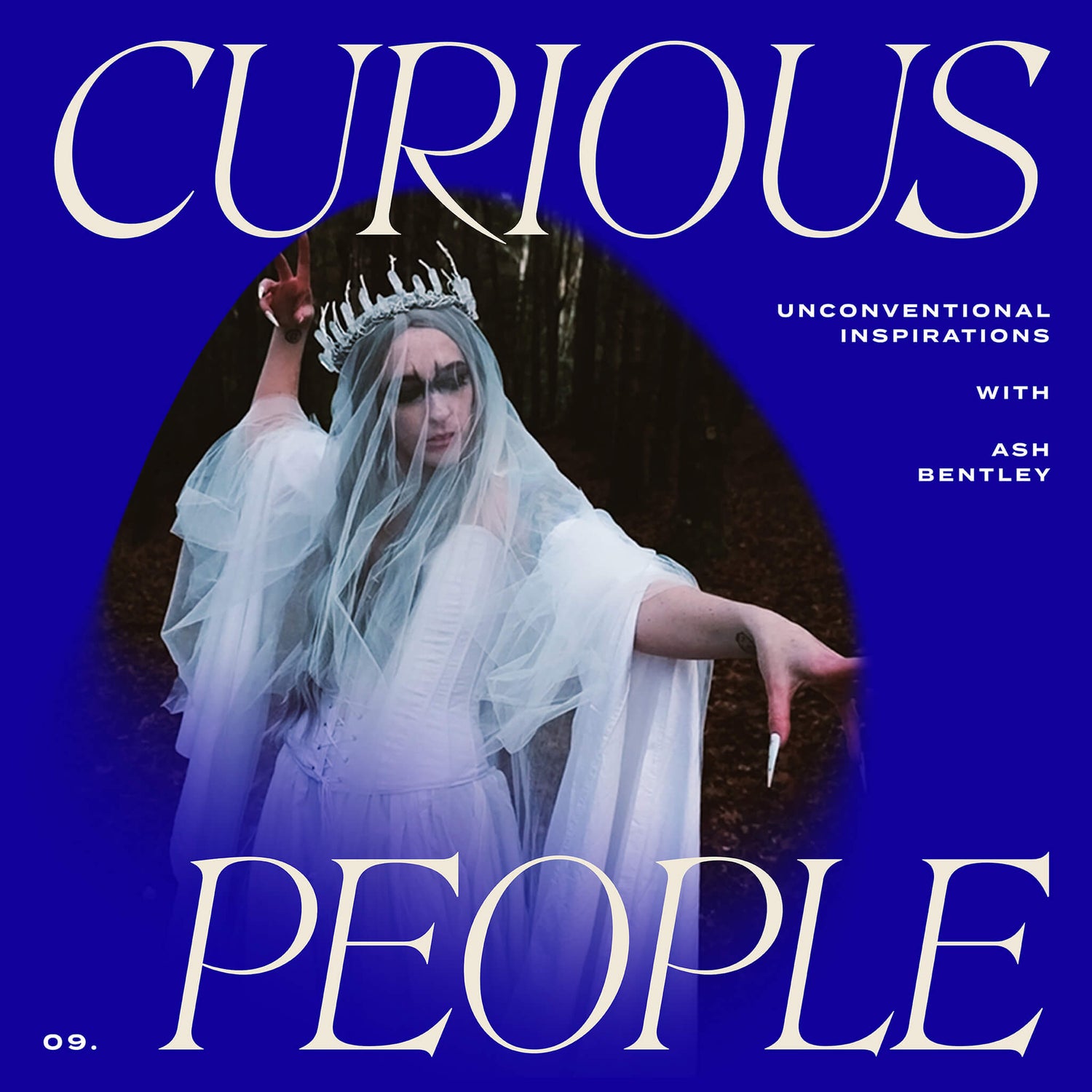 An image of Ash Bentley appears on a blue background with the words CURIOUS PEOPLE in white.