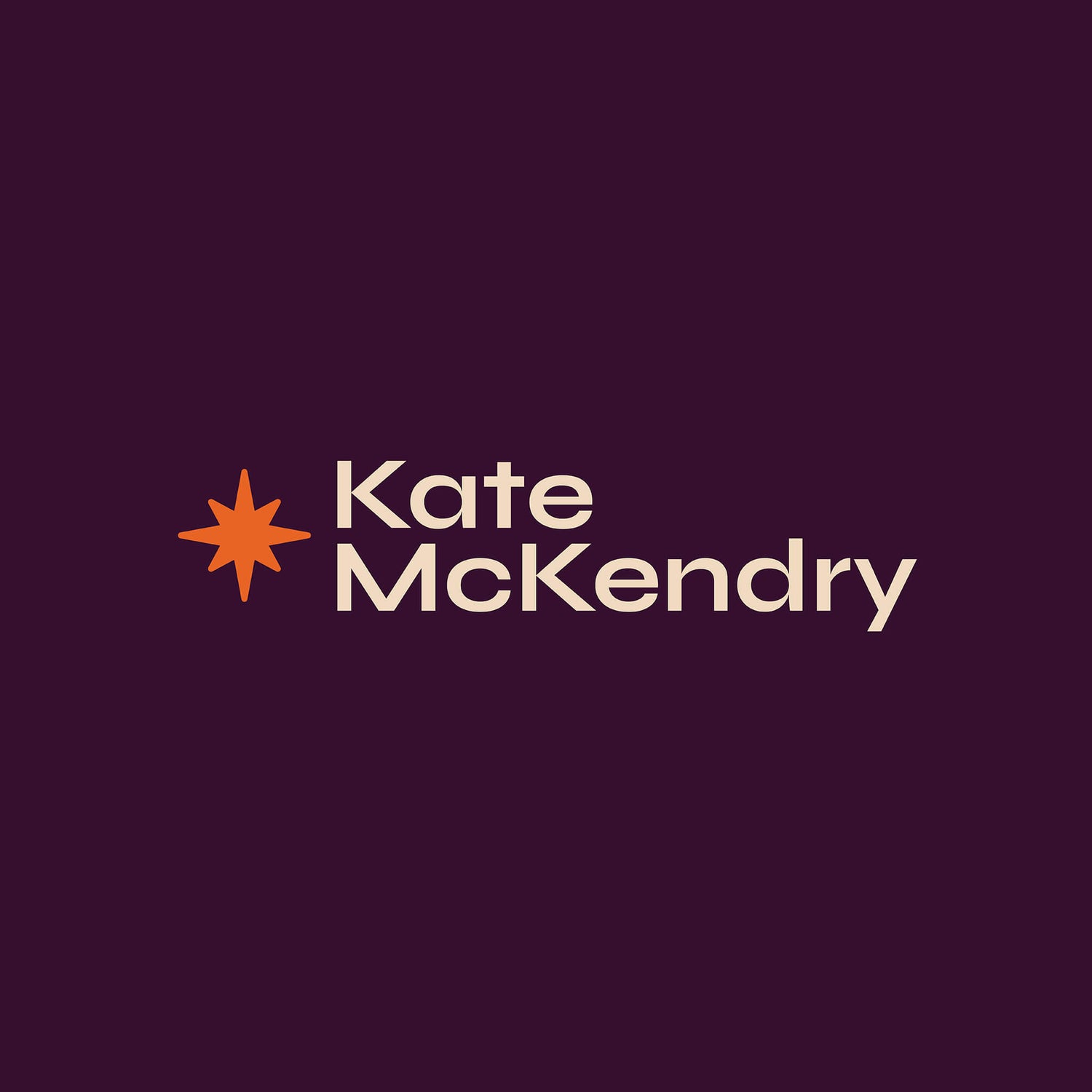 Professional branding case study image showing the Autistry full alternative psychologist logo. On a rich purple background, the secondary Kate McKendry psychologist logo is in cream next to a bold star logo in orange. 