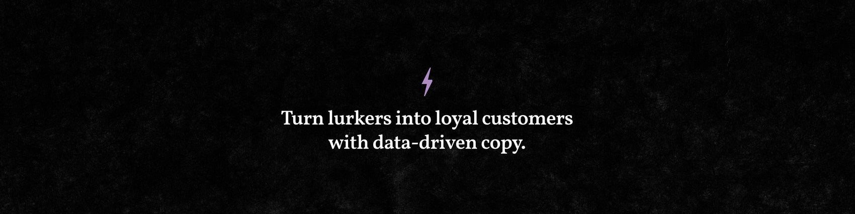 Writer rebranding case study image of the copywriter Damn Write. On a black background, a brand statement sits in a white serif with a lilac lightning bolt icon above them.