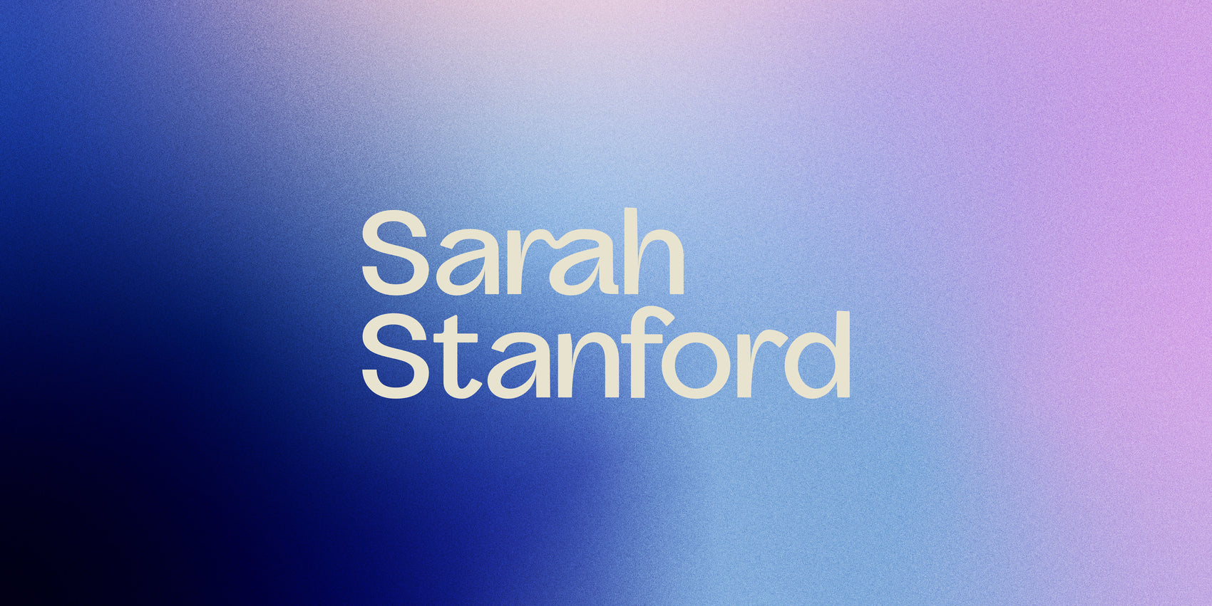 Copywriter rebranding case study image for copywriter Sarah Stanford showing the sans serif writer logo on a purple and blue gradient background