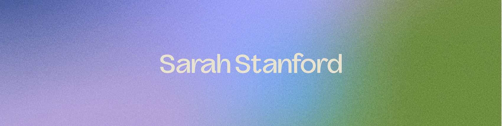 Rebranding case study image for copywriter Sarah Stanford showing the sans serif copywriter logo on a purple and green gradient background