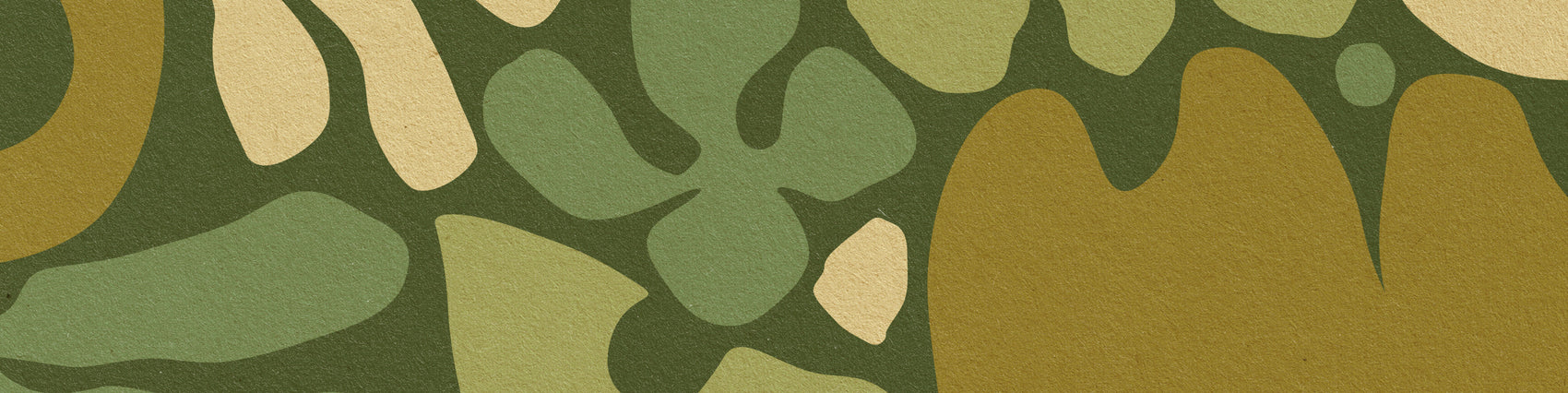 A khaki variation of The Boldest Co branded pattern, the blobby shapes being inspired by 1960s design.